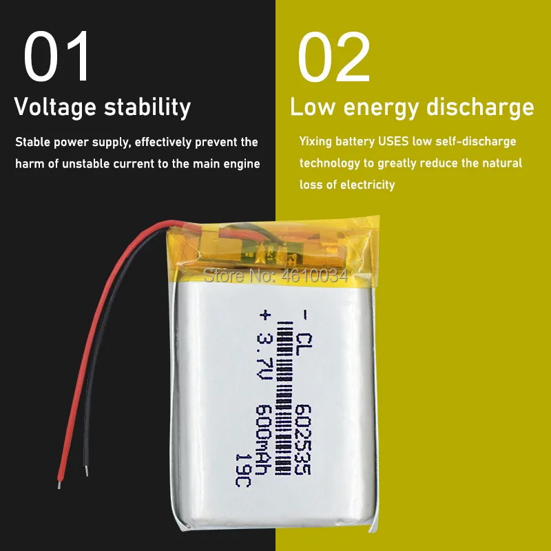 توريد بطارية ليثيوم بطارية ليثيوم بوليمر قابلة للشحن 602535 600 mah 3.7 V ل MP3 MP4 MP5 GPS PSP منتصف سماعة رأس بخاصية البلوتوث