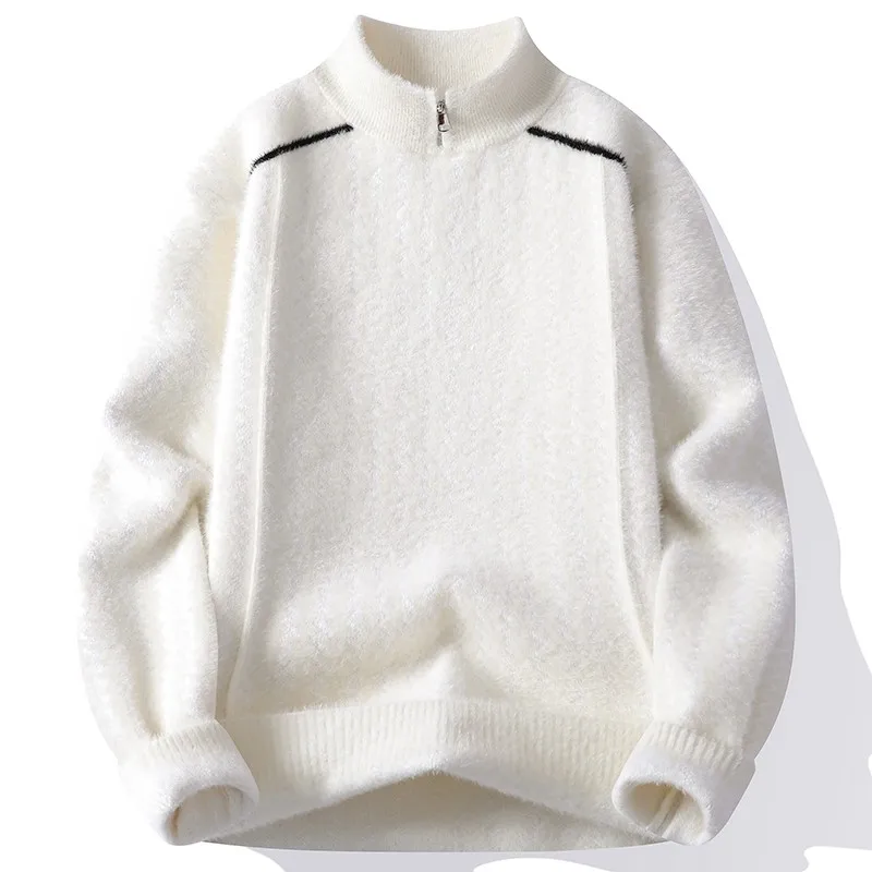 

Мужской модный свитер-толстовка на молнии из искусственного меха норки, осенне-зимний, повседневный, универсальный, теплый, качественный