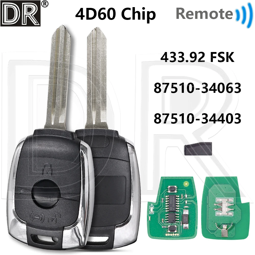 

Great 433.92 MHz 4D60 Chip Car Key 87510-34403 For Ssangyong Korando Rexton Actyon Kyron Actyon Kyron Korando Stavic Tivoli