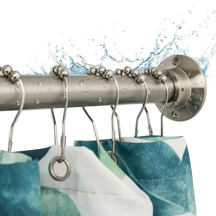 

Усиленный прямой душевой штанг 60 дюймов с фланцем, перманентное крепление для душевой шторки с кронштейном и винтами, не ржавеет