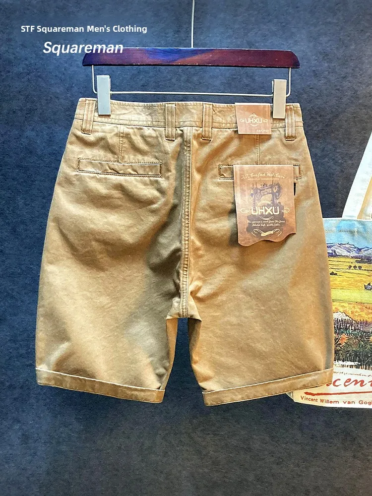 

High Quali Casual Loose Fit Five Inch orts Men's Spring Summer Thin Motorcycle Sle Workwear Cotton Straight Leg Pants