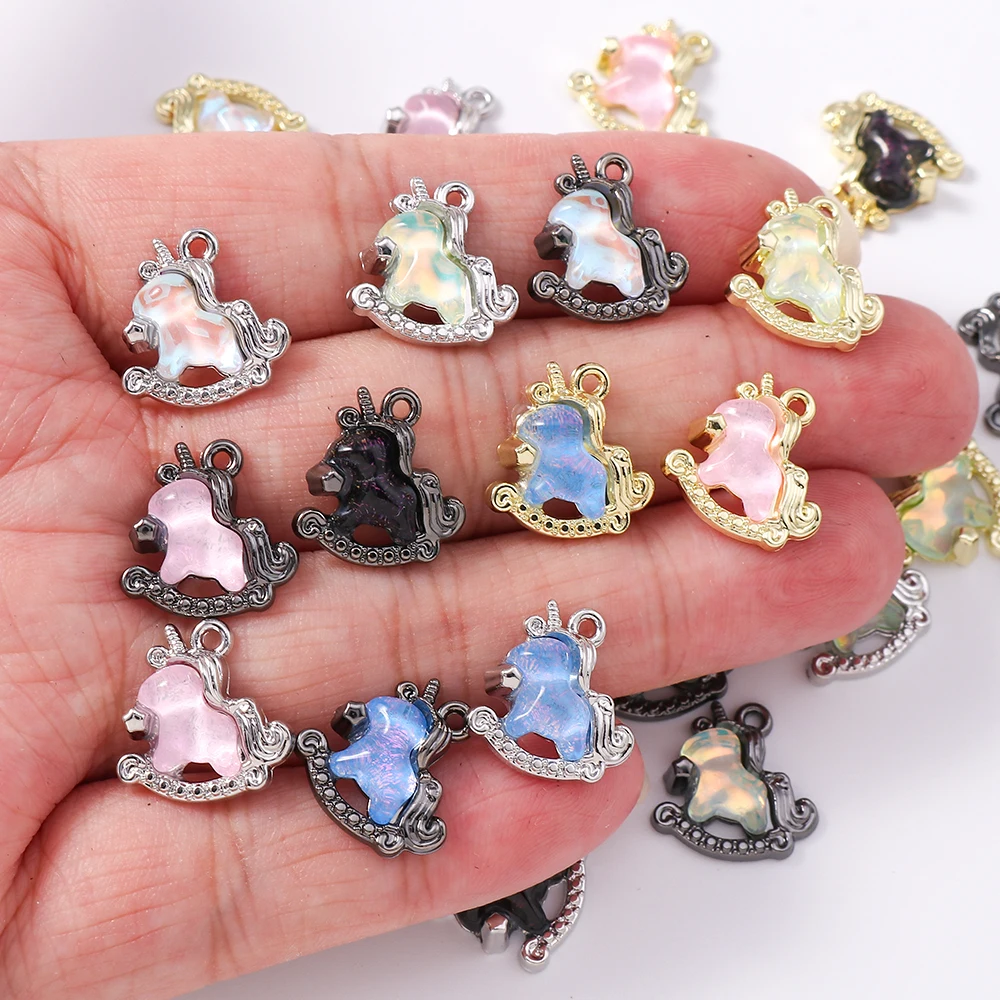 

5pcs Cute Crystal CZ Rocking Horse Pendants Charms for Jewelry Making Necklace Earrings Bracelet DIY Handmade Accessories