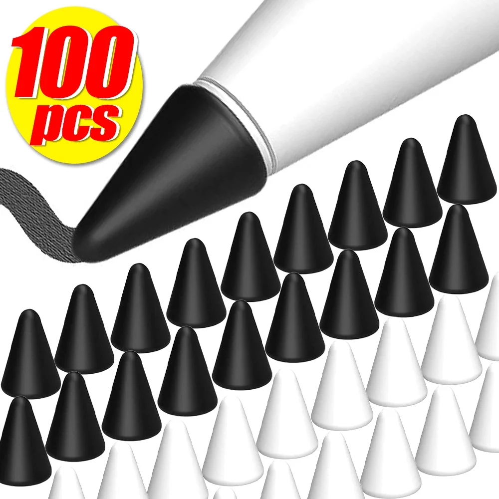 100/50/1PCS Silicone Replacement Pen Tips Soft Stylus Pencil Nib for Apple Pencil 1st 2nd Gen Protective Nib Caps for IPencil