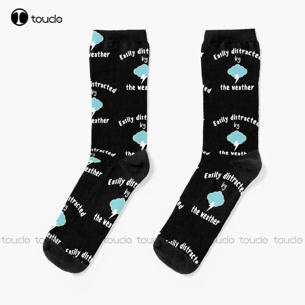 Cloud Meteorology Easily Distracted By The Weather Socks Dance Socks 360° Digital Print Custom Gift Streetwear Funny Sock Art