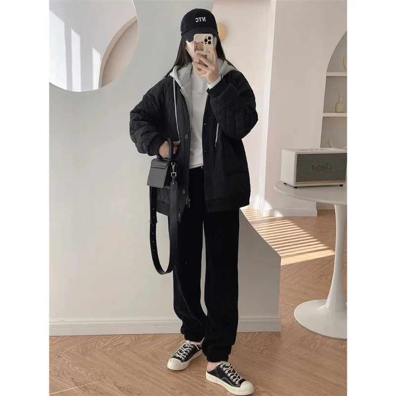 Women's Clothing Autumn Winter Warm Cotton Jacket Quilted New Fashion Patchwork Faux Two-piece Thicken Cotton Coat Comfortable