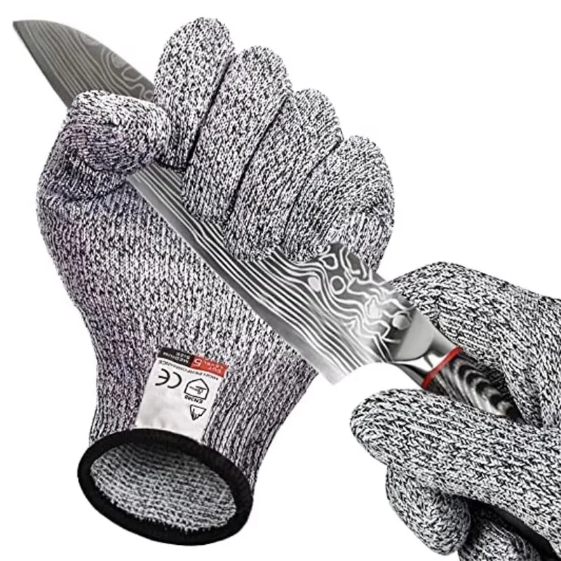 Guantes Anticorte HPPE Nivel 5, Guantes de Seguridad para Jardinería, Guantes Anticorte de Punto, Guantes Antipinchazos Resistentes al Desgaste para Construcción y Corte de Vidrio