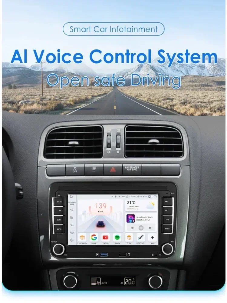 Autoradio Android avec GPS et Écran Stéréo de 7 Pouces, Appareil pour VW Volkswagen Skoda Golf 5 6 Touran Passat gods Polo Jetta Sharan Caddy