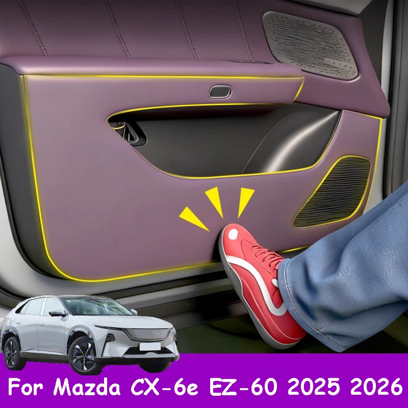 

For Mazda CX-6e EZ-60 2025 2026 Car Car Door Leather Anti-kick Thickening Pad Interior Accessory Dirt-resistant Wear-resistant