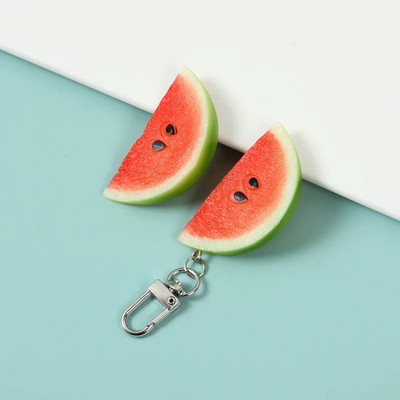 Simulated Mini Watermelon Keychain Creative Summer Fruit Environmental Protection Model Pendant Car Phone Bag Pendant Keyring