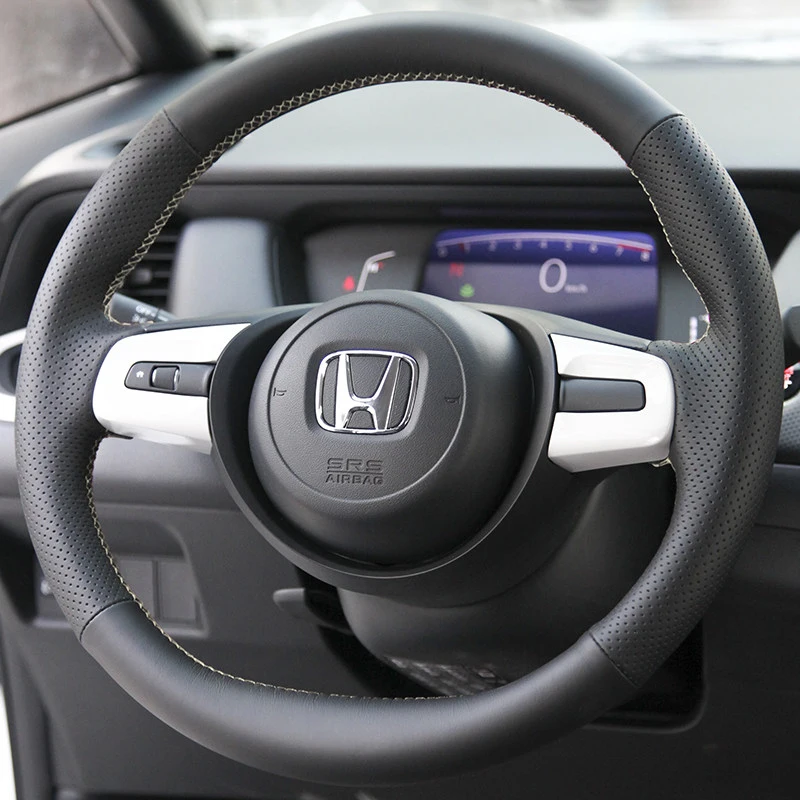 

Customized Hand-sewn Car Steering Wheel Cover Braid for Honda Fit Jazz 2020-2026 Artificial Microfiber Leather Car Interior