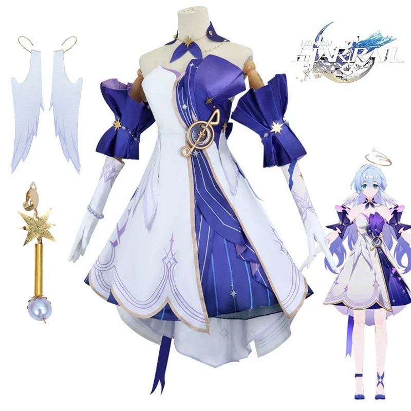 Robin Gioco Cosplay Honkai Star Rail Robin Costume Cosplay Anime 3D Stampa Abiti Parrucca Gioco di ruolo Uniforme Set completo per le donne Ragazze