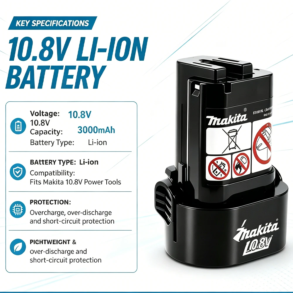 High Capacity 10.8V Rechargeable Battery and Charger Combo Suitable for Makita DF030D BL1013 BL1020 BL1030 Power Tools 56466