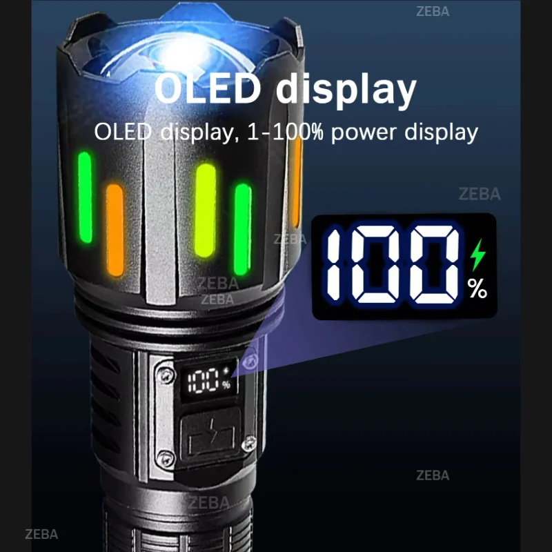 500000LM 800W/300W Most Powerful Led Flashlight High Power Rechargeable Tactical Flash Light Torch Light Camping Hunting Lantern