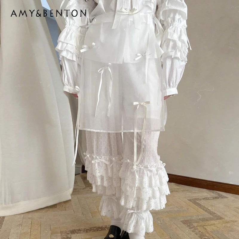 

Personalized Creative White Bow Women's Skirt 2025 New Cute Sweet Cool Doll Printing Fashion Age-reducing Fart Curtain Ladies