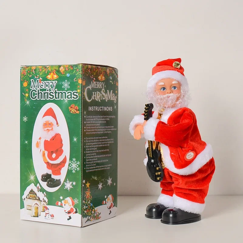 

Музыкальная электрическая танцевальная кукла Санта-Клауса, играющая на гитаре, рождественский орнамент, подарок для детей, декор для вечеринки