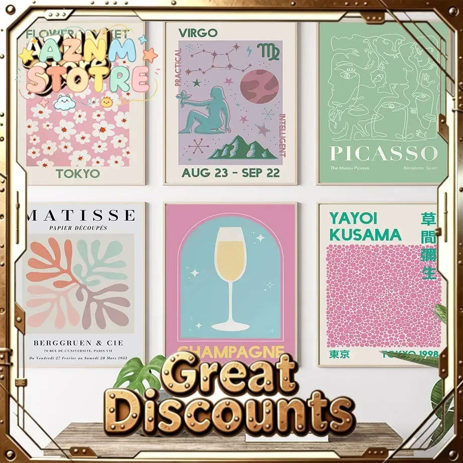 Matisse Yayoi Kusama Picasso Constellation Cocktail Wall Art Print Canvas Painting Nordic Poster Decor Pictures For Living Ro