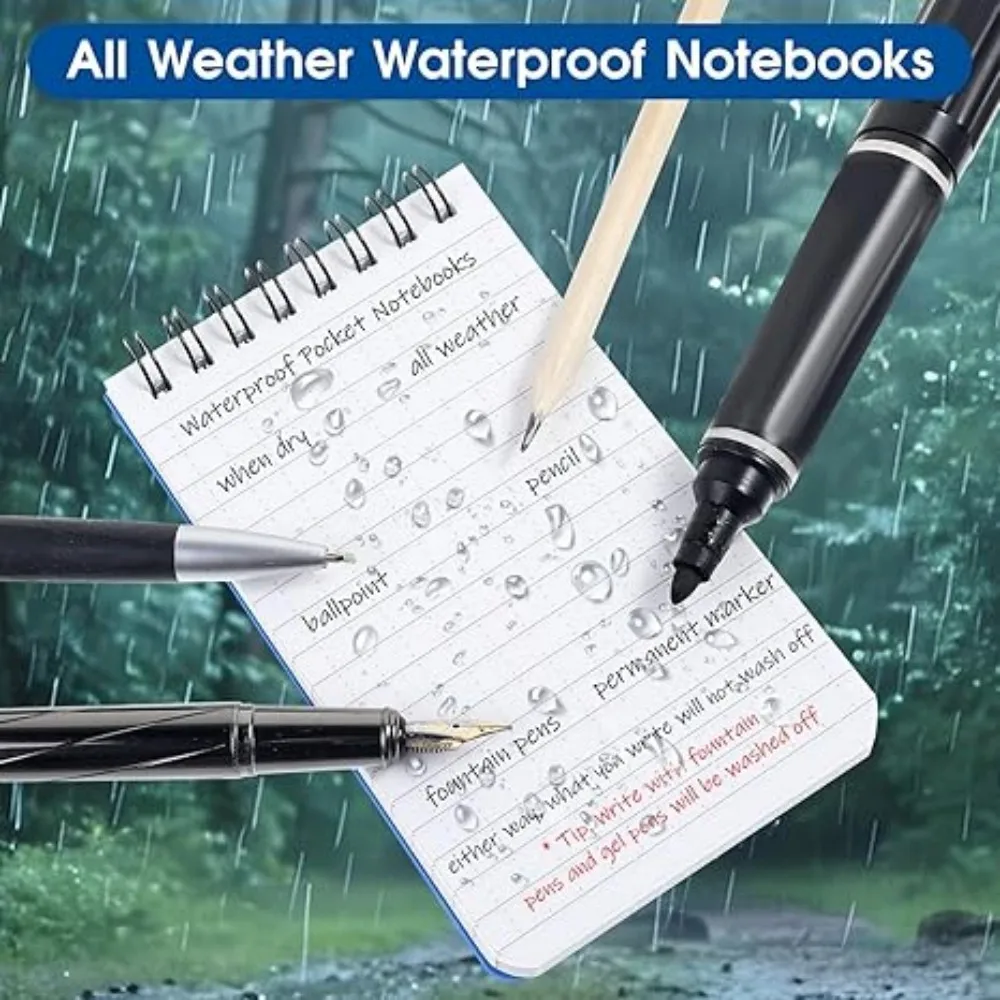 Waterproof Pocket Notebook Tactical Notepads Lined Pages Spiral Note Book Mini Memo Pad For Outdoor Home Office College School