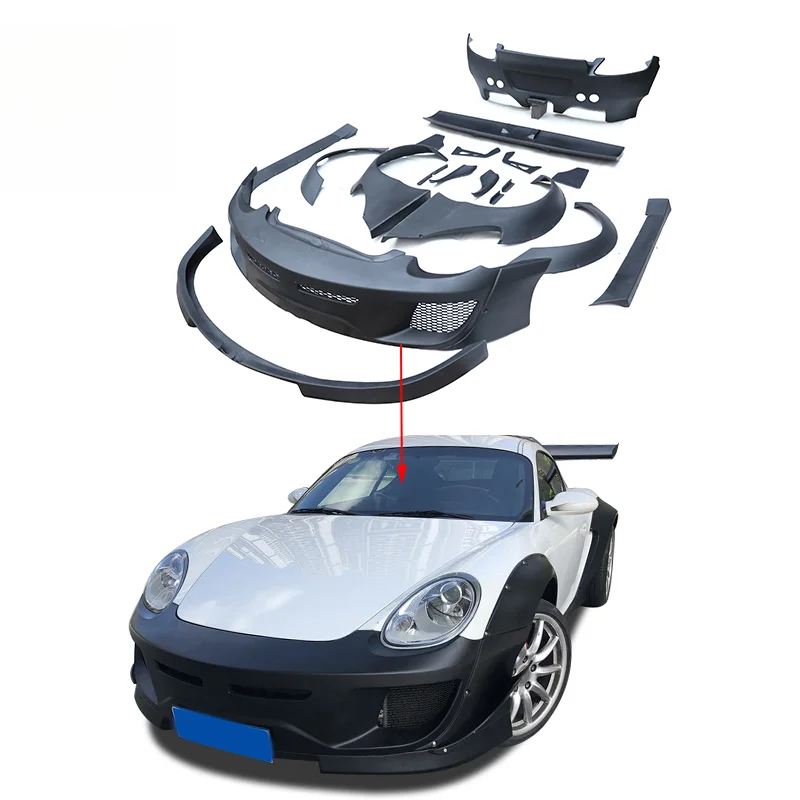 RB Style Fiberglass Wide Body Kit for 987 Boxster Cayman Front Bumper Wheel Eyebrow Side Skirt Rear Spoiler Exterior Accessories
