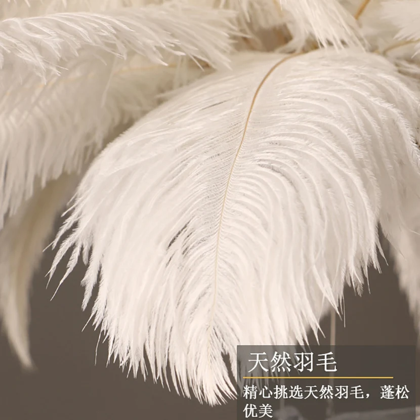 SANDYHA Luxury LED Ostrich Bird Feather Chandelier Lamp White Living Room Ceiling Light Home Decoration Hanging Lighting Fixture