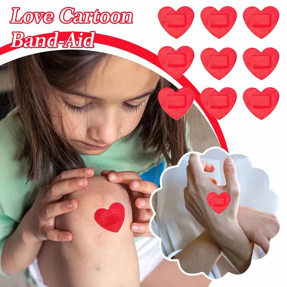 

Red Heart Band Aid Waterproof Breathable Wound Plasters Heart Shaped Children Kids Skin Patch Concert Body Stickers