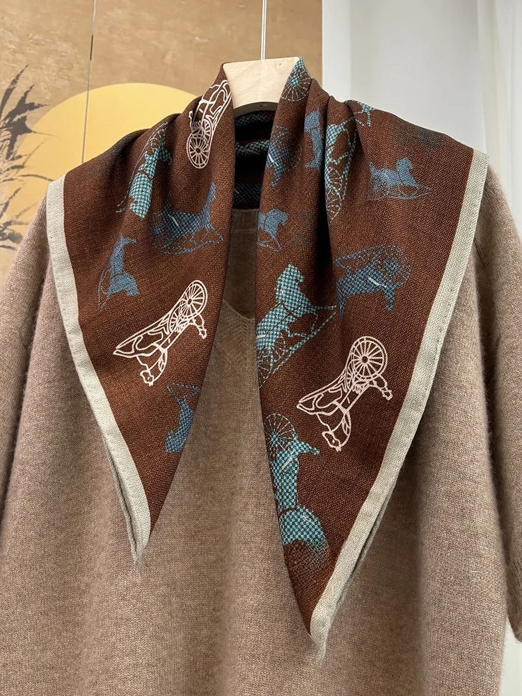 暖かいシルクスカーフ小麦柄高級カシミヤスカーフネックウォーマー秋冬必須アイテム63cm多用途ユニセックス英国スタイル