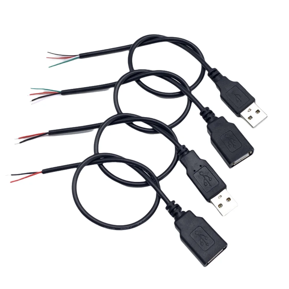 1/2/5PCS DIY USB Netzteil Kabel 30cm USB 2,0 EINE Weiblich Männlich 2/4 Pin Draht Jack Ladegerät 5V Ladekabel Verlängerung Stecker