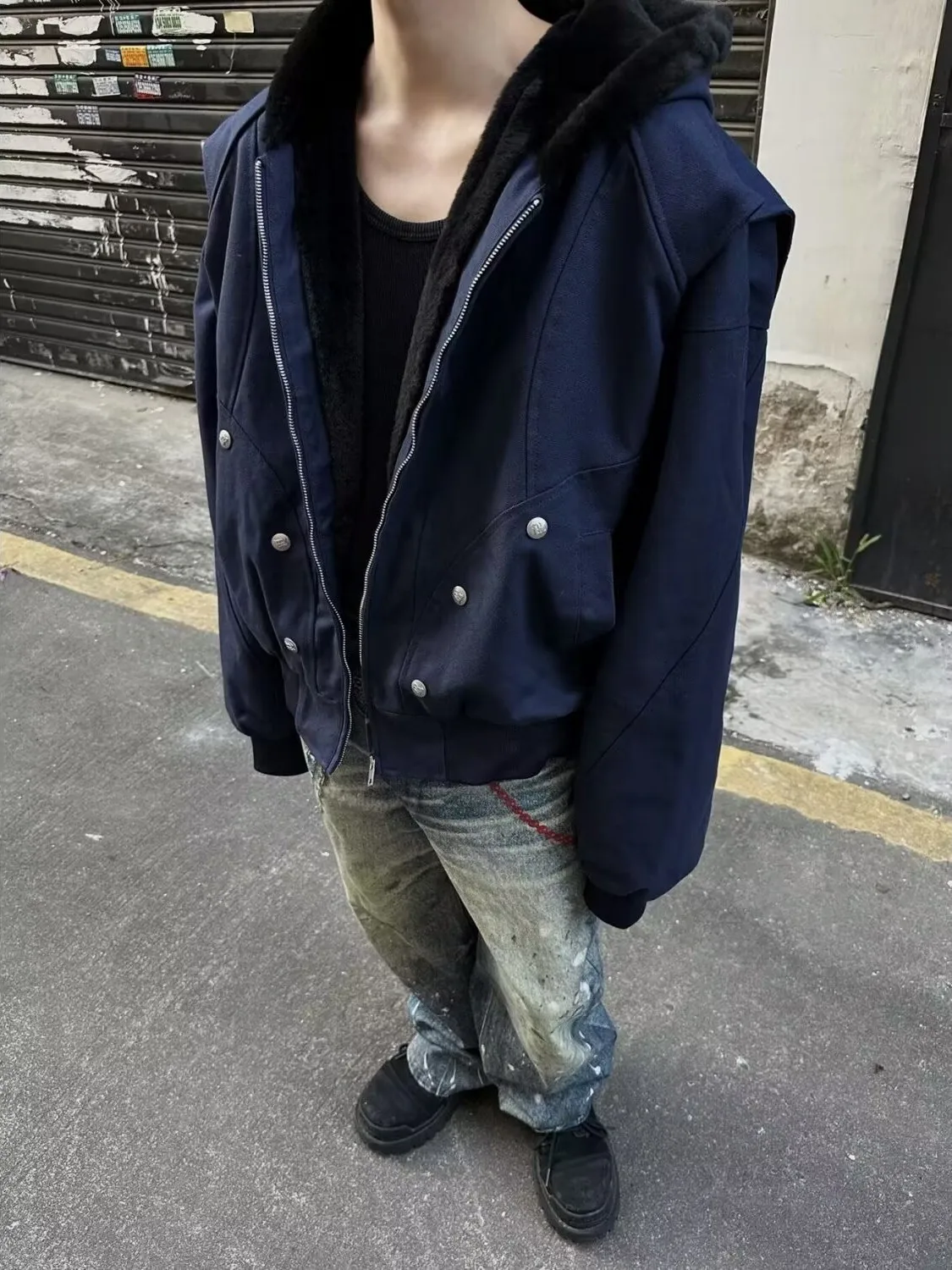 

Мужская хлопковая куртка с капюшоном на подкладке Fce Thiened Oversize, американская рабочая одежда Cleanfit, бейсбольное хлопковое пальто, молодежная мода