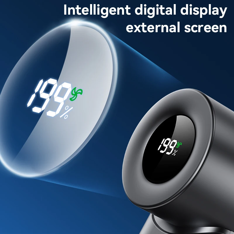 Mini Handheld Turbo Fan High Speed Brushless Motor Design 199-Speed Wind 3000mAh Rechargeable Digital Display Portable Fans