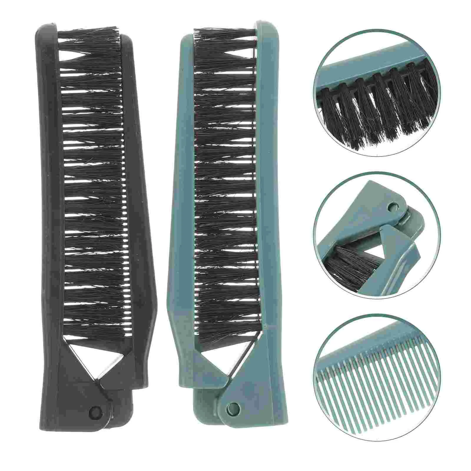 2 Pcs Portable Double Teeth Folding Comb Woman Hairbrush Rat Tail Combs Pp Travel Salon