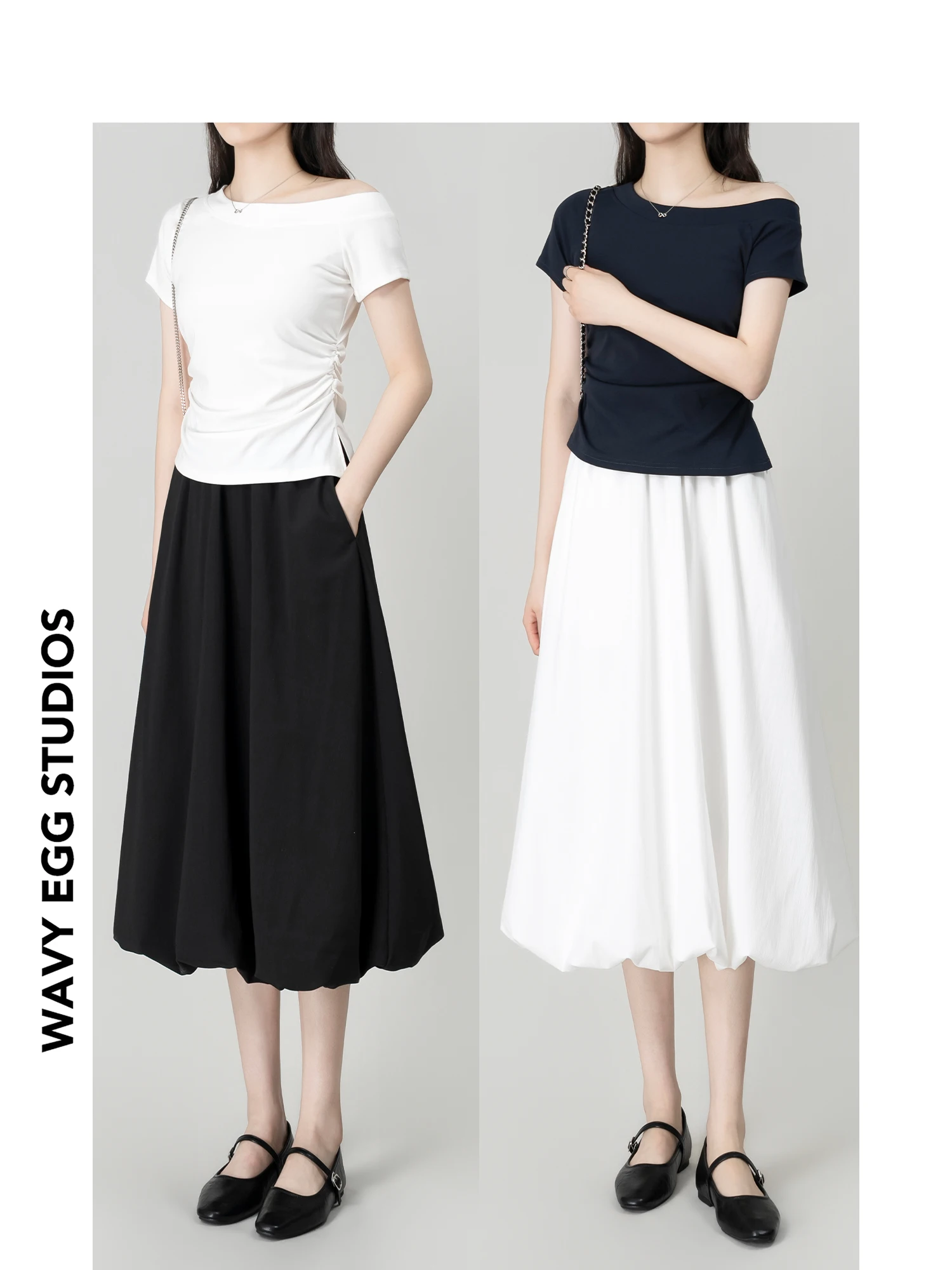 Wavy Egg White A-Line Flower Bud Long Skirt Women's Summer High-End Sensation Beautiful Elegant Maxi Skirt Fashionable Lady's...