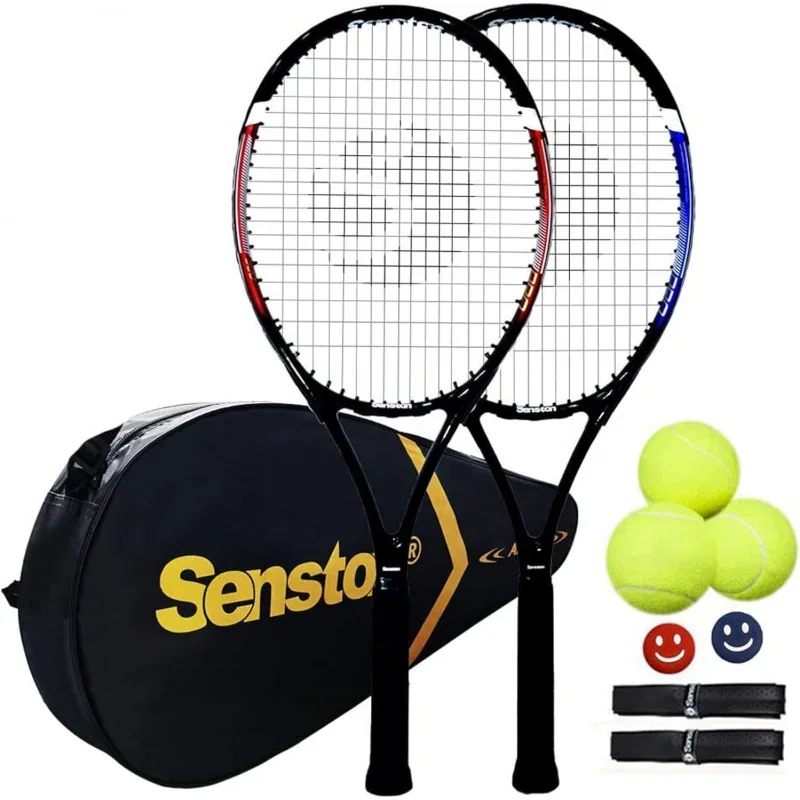 Senston Tennis Rackets For Adults 27 Inch Tennis Racquets - 2 Player Tennis Racket Set With 3balls,2 Grips,2 Vibration Dampers