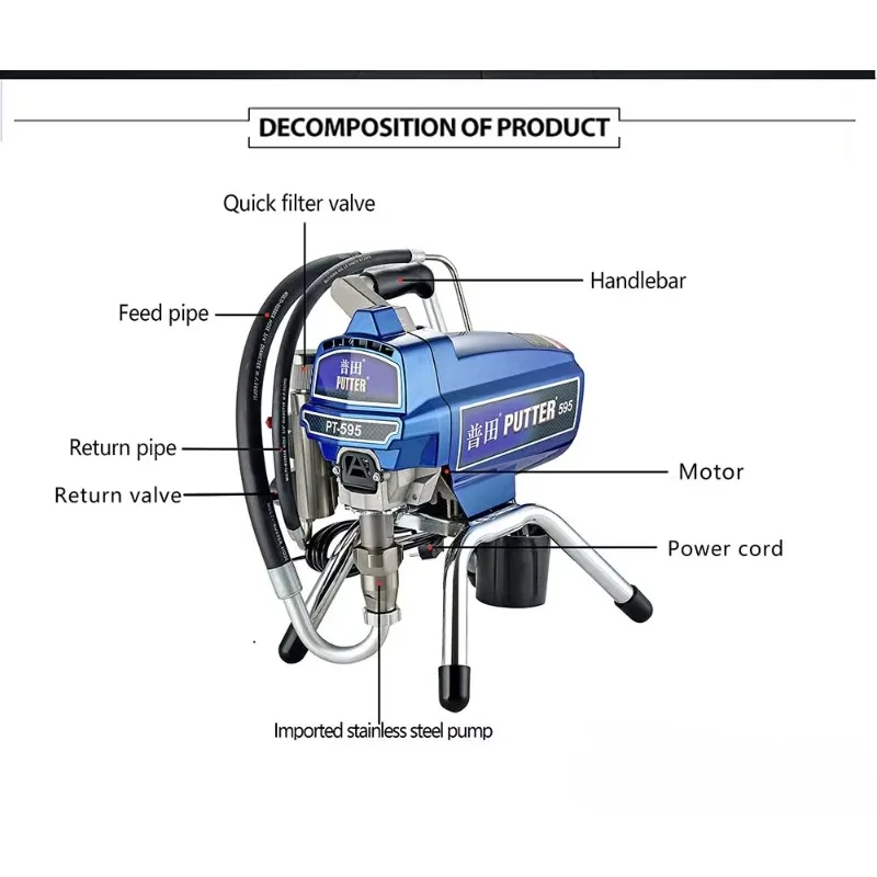 

Airless Paint Sprayer PT595 Painting Machine for Paint Coating Machine