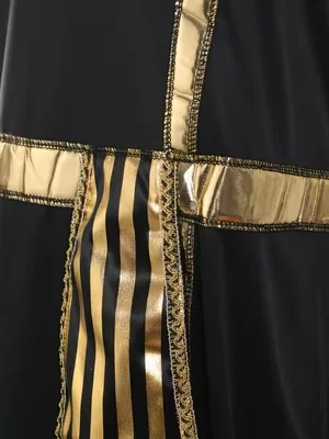 Kids Egyptian Pharaoh Costume 5-Piece Set Headdress Collar Belt Shoulder Strap Black Gold Tunic Halloween Cosplay Outfit view 4