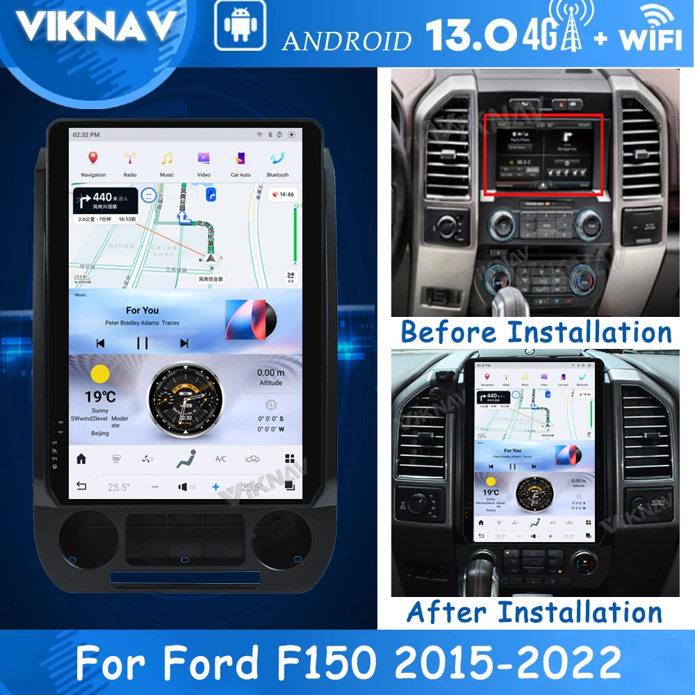 

Viknav 14,4-дюймовый автомобильный радиоприемник для Ford F150 2015-2022 Android 13, беспроводной Carplay, GPS, авторадио, мультимедийный плеер