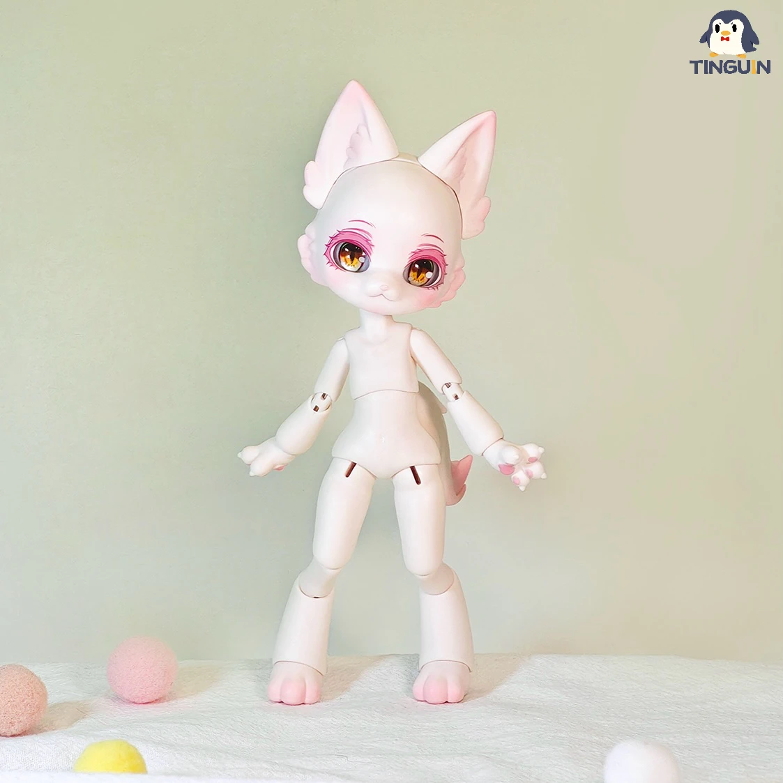 

Original 1/12 Tinguin Siamese Cat Animal Body Bjd Doll Pvc Joint Movable Connected Gsc Head Ob11 Diy Birthday Gift Ornament Toys