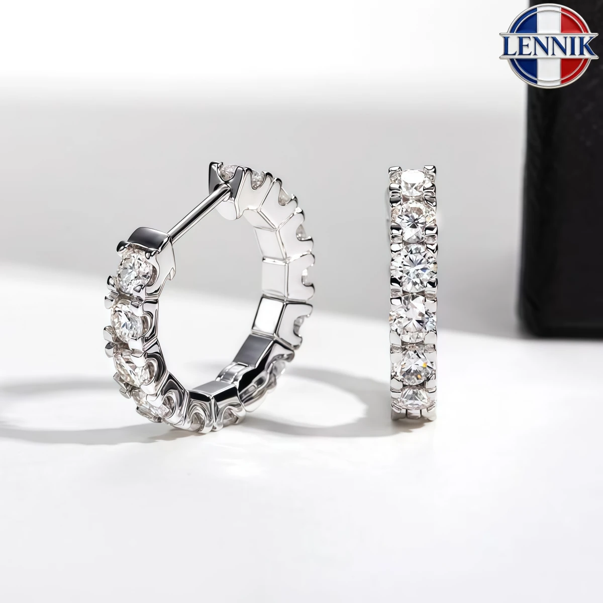 

LENNIK 2.6cttw(3mm)/6cttw(4mm) D Color Moissanites Hoop Earrings 925 Sterling Silver Luxury Huggie Earring for Women Jewelry