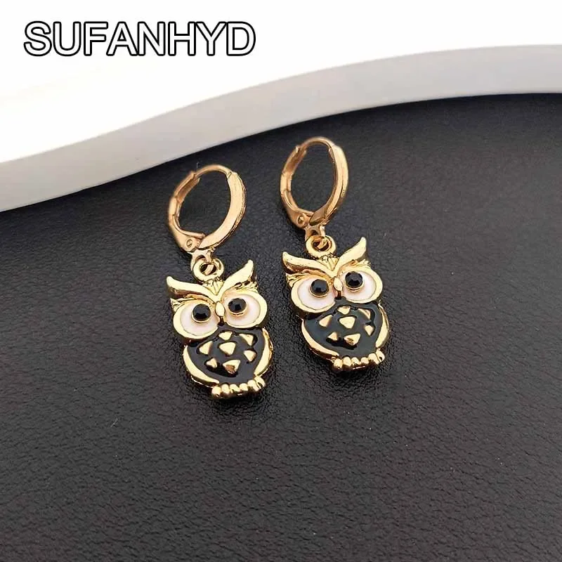 New Small Owl Earrings for Women Fashion Animal Earrings Gifts for Girls Cute Loop Earrings