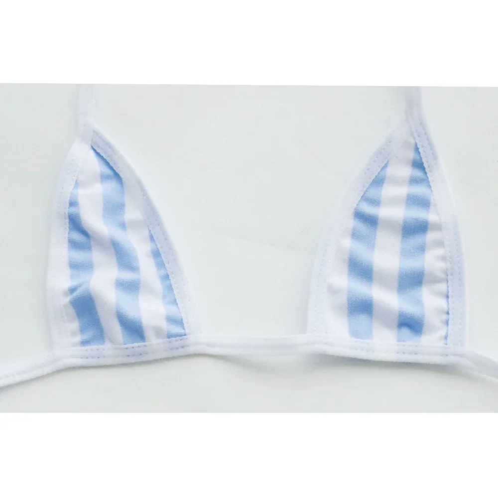 Summer Pool Party Bright Bikini Swimsuit Women Contrasting Stripes Underwear Anime Japanese Student Swimwear Cosplay Costume