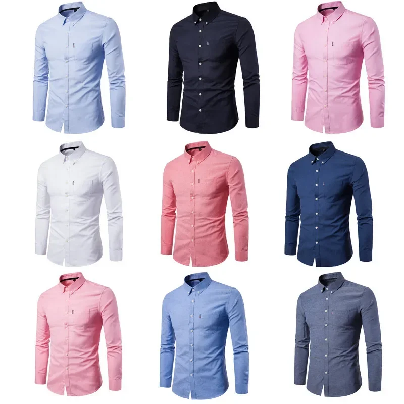 

2023 Men's New Top Men's Business Dress Solid Color Men's Professional Slim Fit Large Shirt