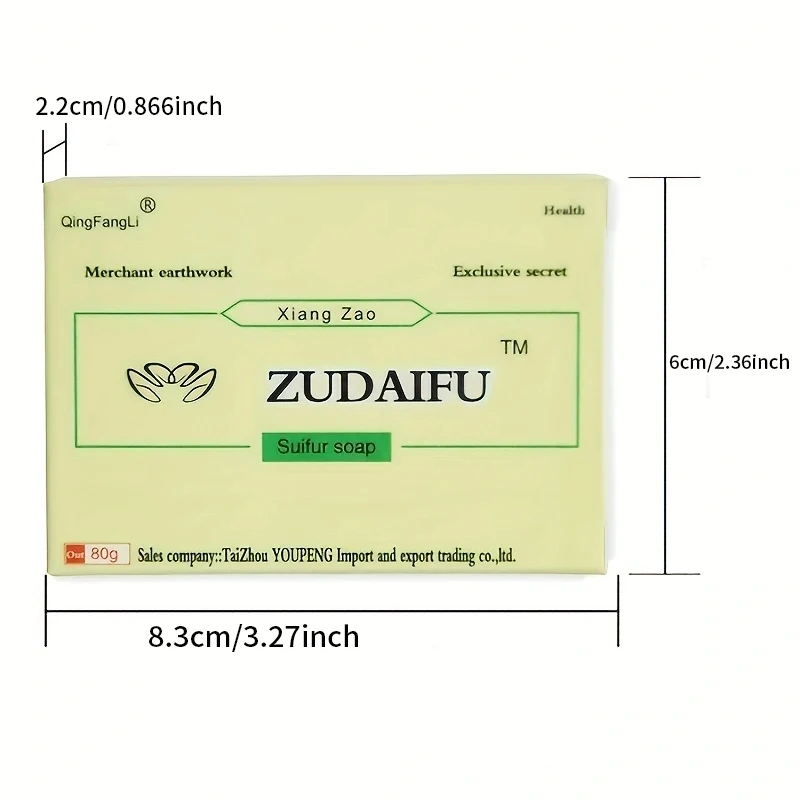 Zudaifu Sulfur Soap Cleanser Oil-Control Cure Face Whitening Sulfur Soap Skin Peel Cleanser Handmade Soap