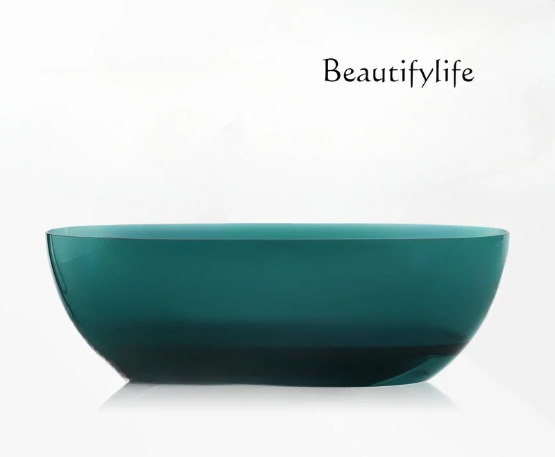 

Independent integrated oval household bathtub crystal transparent resin double bathtub