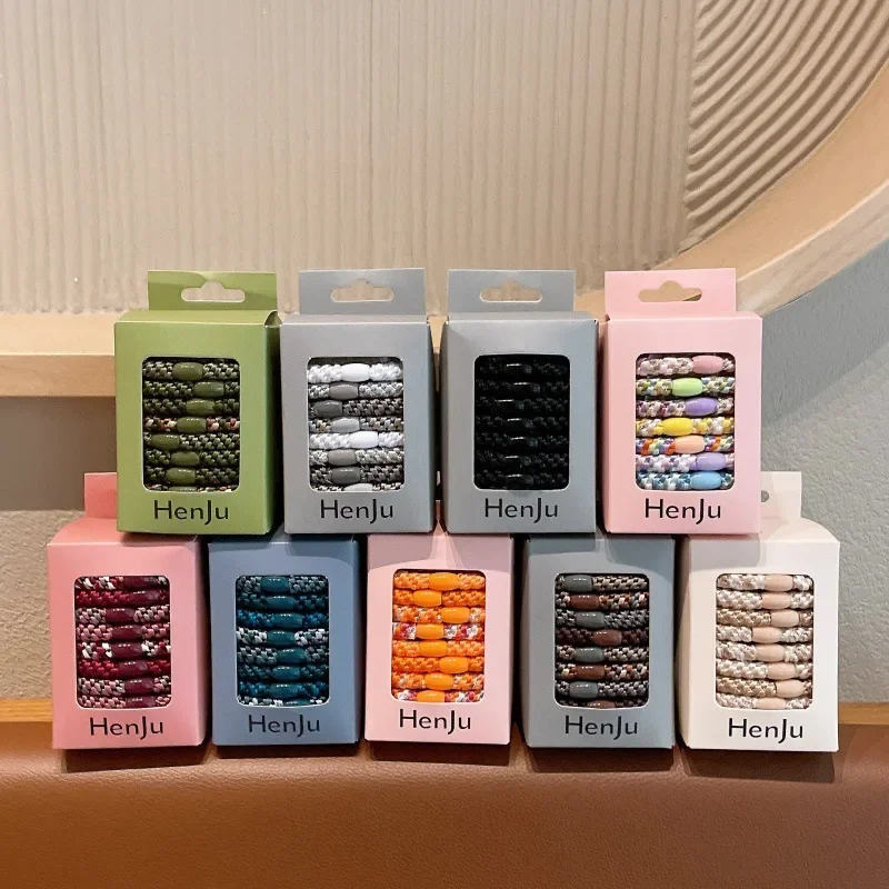 Box Pack Fabric Covered Hair Ties Multicolor Elastic Ponytail Holder Soft No Damage Hair Ring Women Hairstyle Accessory ZY07
