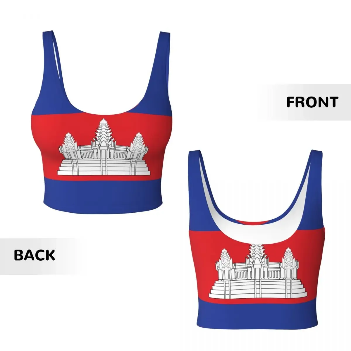 요가 조끼 여성 체육관 스포츠 크롭 탑 캄보디아 국기 streetwear 운동 통기성 탱크 탑 여성