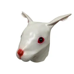 Maska na całą twarz biały królik maska na Halloween boże narodzenie Bar bal przebierańców maski rekwizyty do cosplay Halloween przerażająca maska