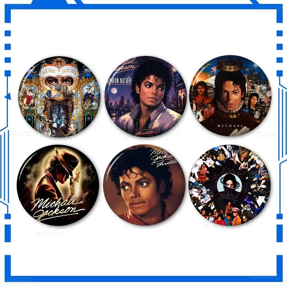 Singer Michael J-Jackson Multi-scene Round Button Pins Slogan Creative Brooches Backpack Clothes Decoration Jewelry Gifts