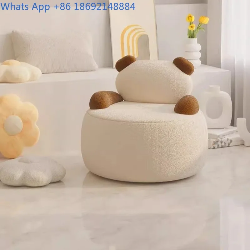 Detachable Washable Bear Living Room Chair Animal Balcony Leisure Chair Light Luxury Creative Lamb Wool Chair