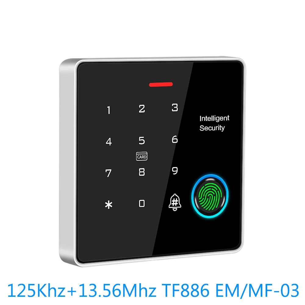 TF886 Fingerprint Keypad Standalone Rfid Card Reader for 12V Electric Access Control System Door Entry Zinc Metal Backlight