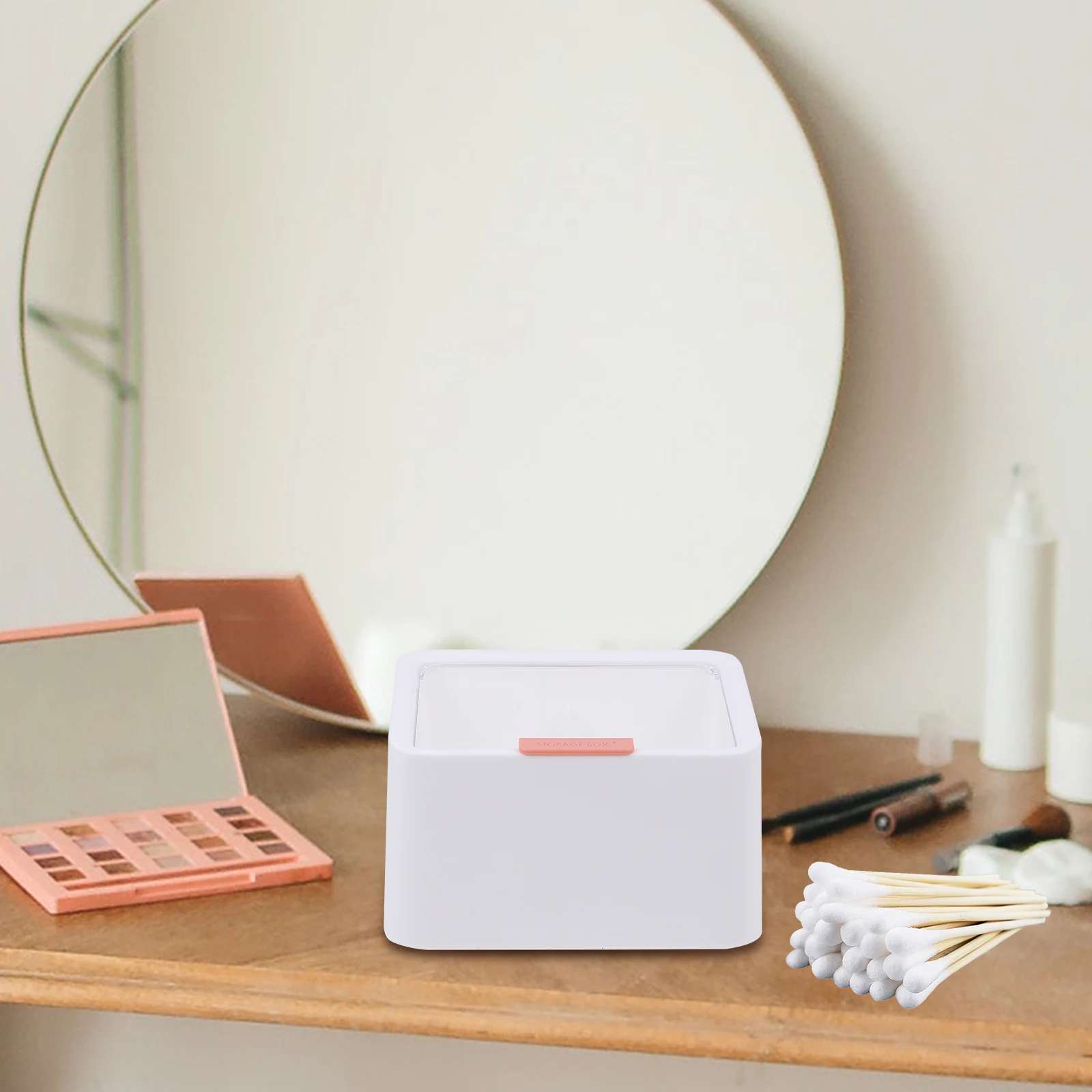 

Cotton Storage Box Lipsticks Organizer Plastic Storage Box Clear Plastic Container Brush Holder Dressing Table
