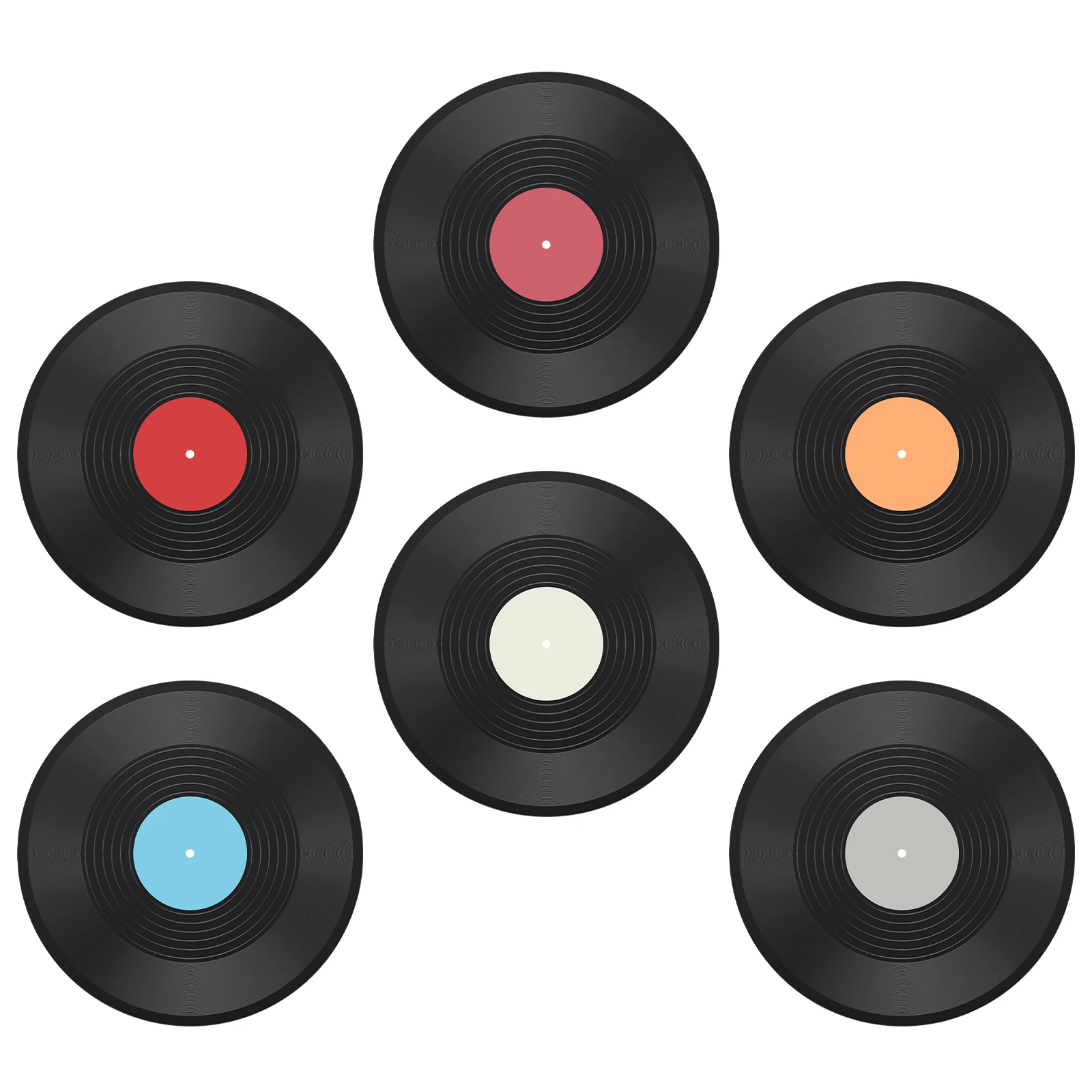 

6pcs Record Wall Decor Retro Creative Poster DIY Blank Plastic Hanging Home Adornments Fake Discs