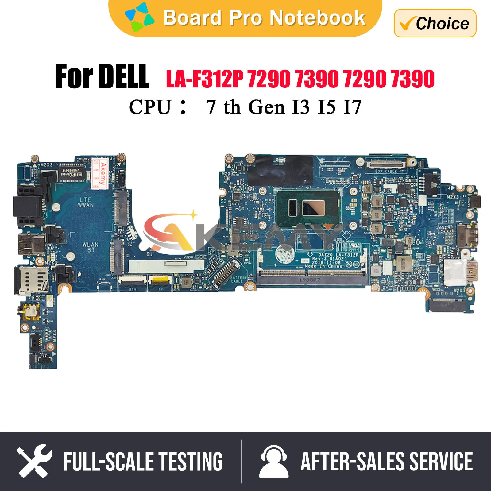 

DAZ20 LA-F312P LA-F311P For DELL Latitude 7290 7390 Laptop Mainboard i5 i7 cpu 0DM96X 0042GC 0X225X 0T46Y8 0RMD5P Motherboard